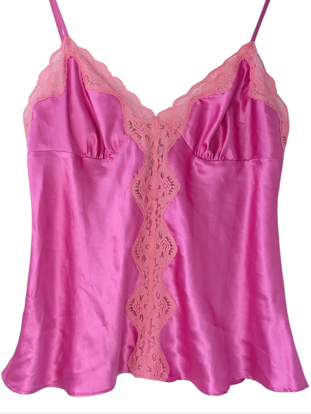 Vintage La SENZA Pink Peach Satin Lace Camisole
